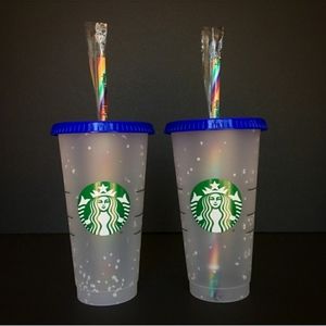 Starbucks confetti color changing cups x2 NEW